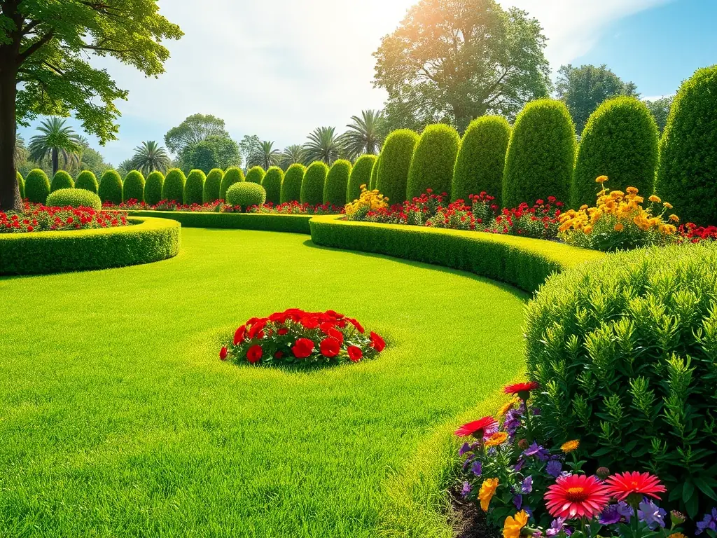 A well-maintained garden with lush greenery and trimmed hedges, representing Cernamak Property Care's Maintenance Subscriptions service.